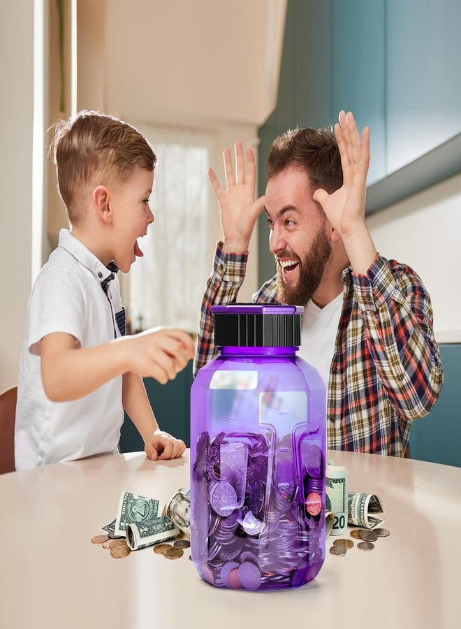 Vcertcpl X-Large Piggy Bank for Adults Kids, Vcertcpl Digital Coin Counting Bank with LCD Counter, 2.4L Capacity, Great Coin Counter Bank Money Counting Jar with Total Amount Displayed (Purple) - Image 2